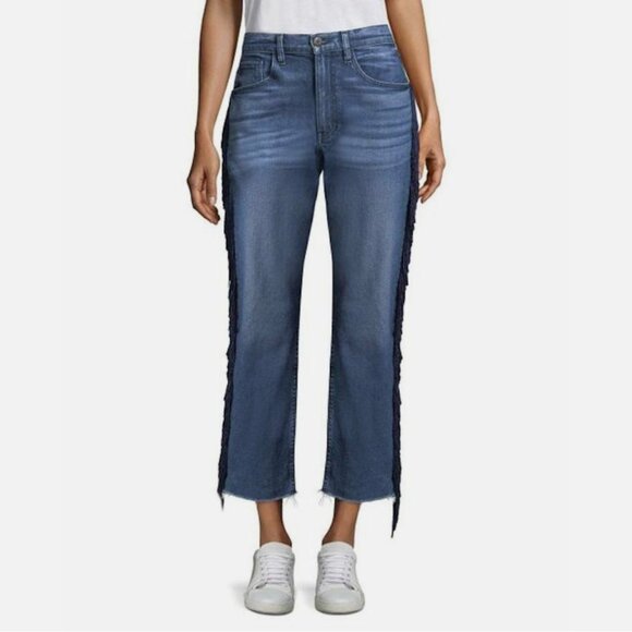 3x1 W3 Higher Ground Boyfriend Crop Jeans in Spanish Fringe - Picture 3 of 5
